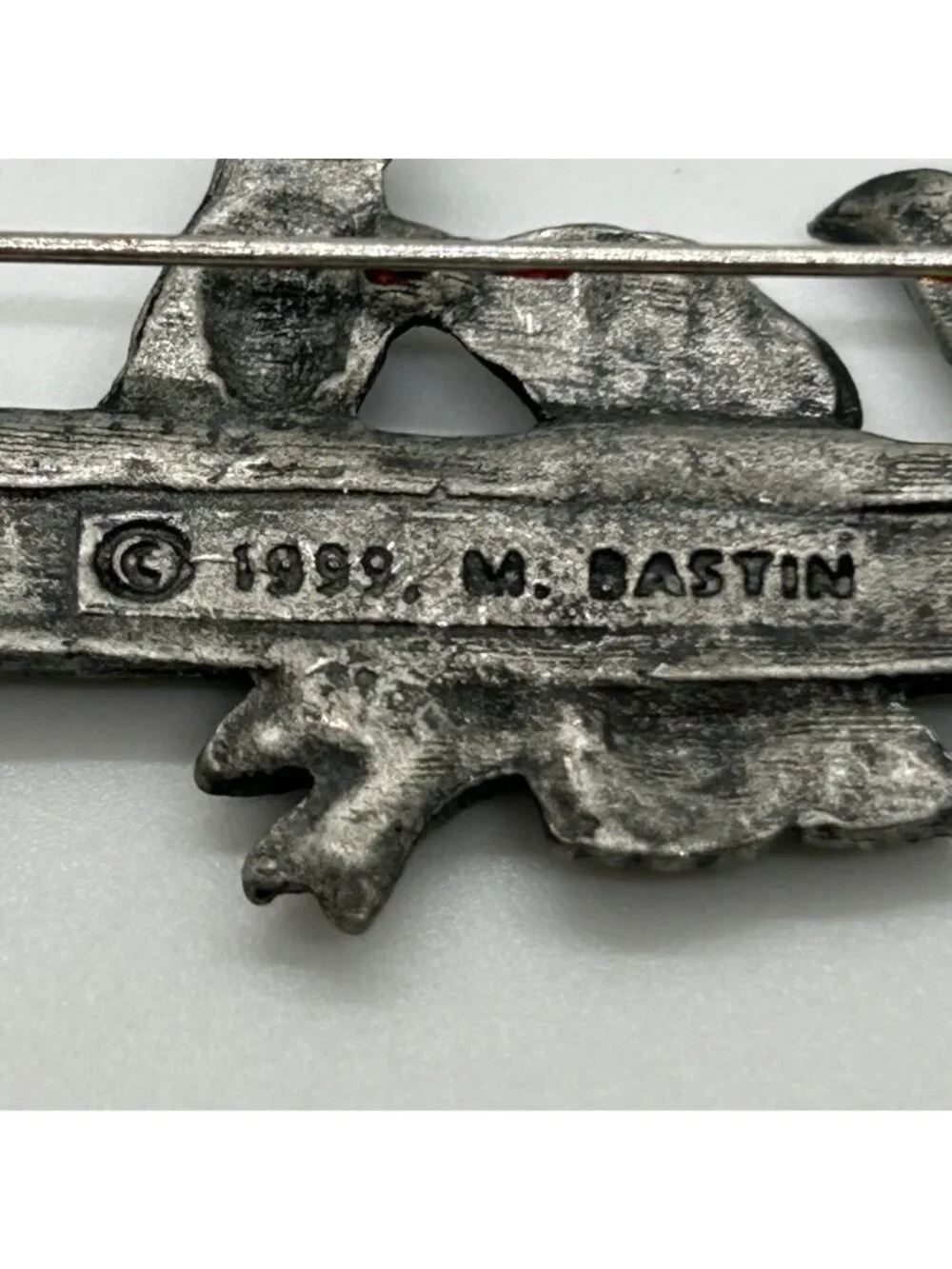 Pewter Bird Brooch M Bastian Vintage Pin 1999 Nature-Inspired Design